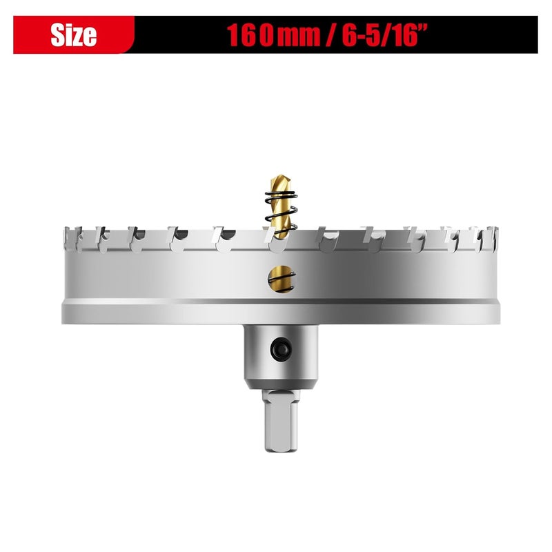 GSTK Upgraded Heavy Duty Carbide Hole Saw 160mm|6-5/16",Metal Steel Hole Saw Drill Bit,TCT Hole Cutter-Alloy Hardness Upgraded, Life Upgraded, Ideal for Stainless Steel, mild Steel, Iron, Copper,etc - Image 2